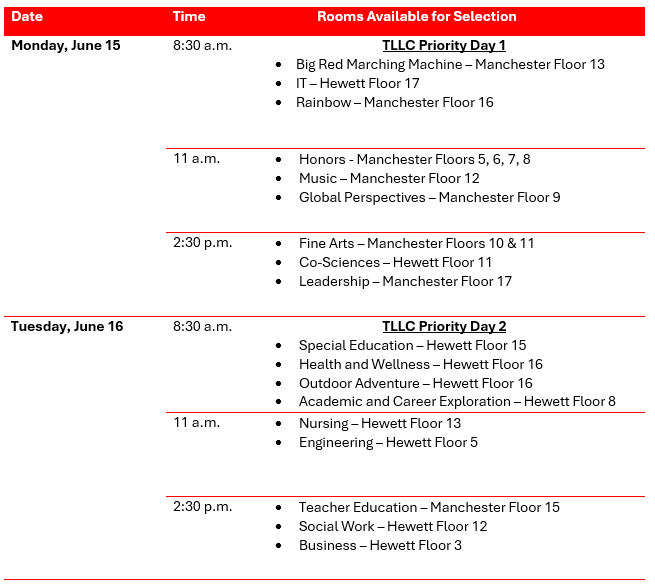 TLLC fall 2026 timeline