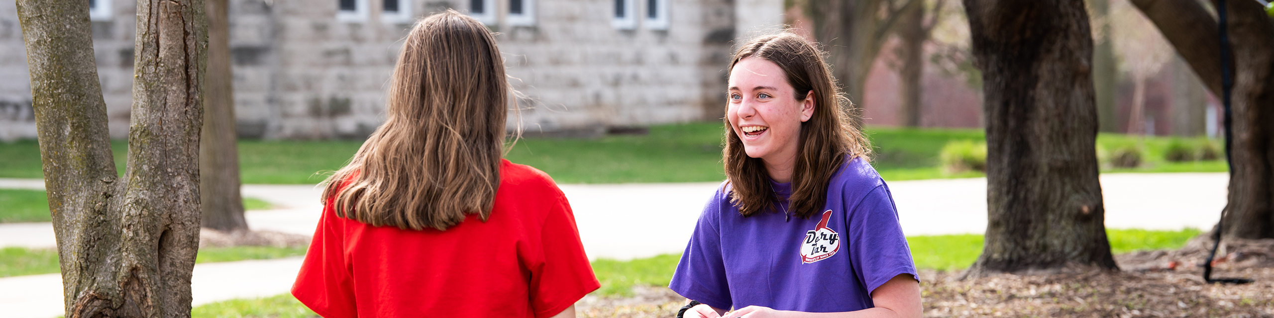 Students talking on the Quad.